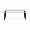 Lesro Siena Lounge Reception Coffee Table 40x20in Glass Top, Walnut SN0840